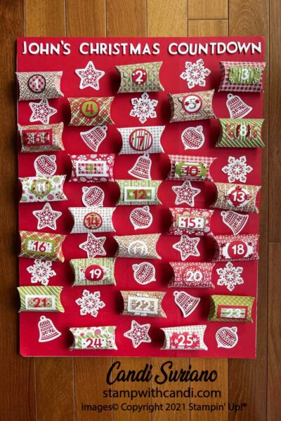 "Pillow Box, Christmas Countdown Flat, Candi Suriano, Stampin' Up!"