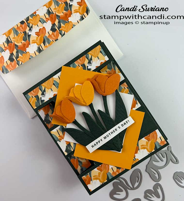 "Flowering Tulips Fun Fold Flat, Candi Suriano, Stampin' Up!"