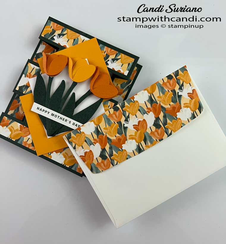 "Flowering Tulips Fun Fold Envelope, Candi Suriano, Stampin' Up!"