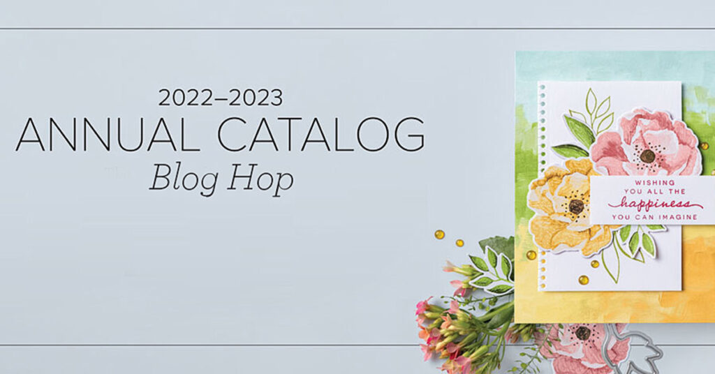 "2022-2023 Annual Catalog Blog Hop Banner, Crafty Collaborations"