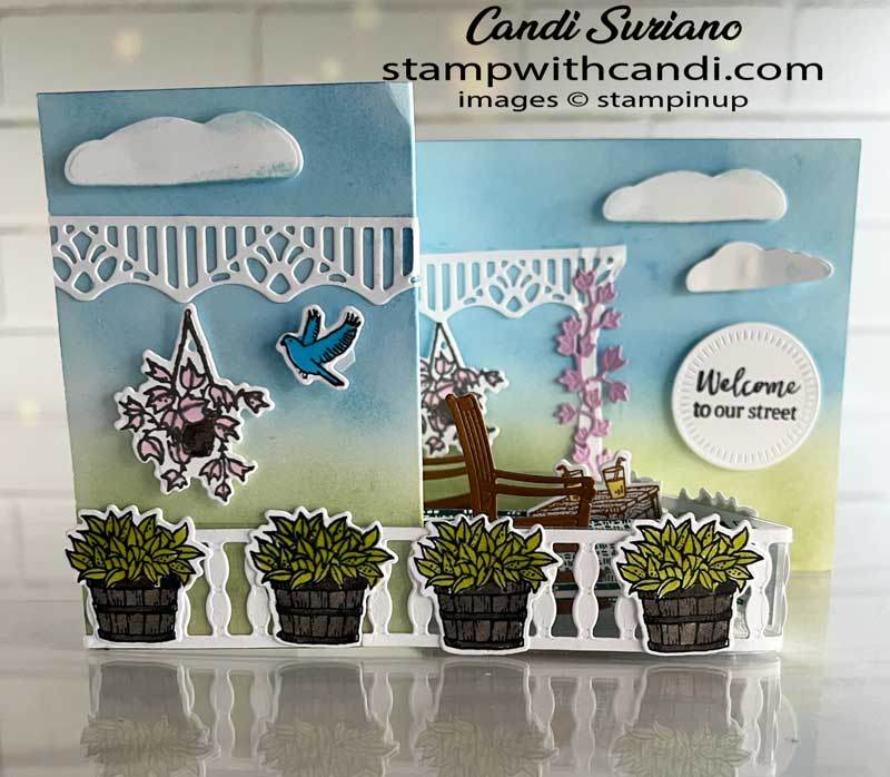 "Lazy Days Double Z Fold Popup Box Front Candi Suriano, Stampin' Up!"
